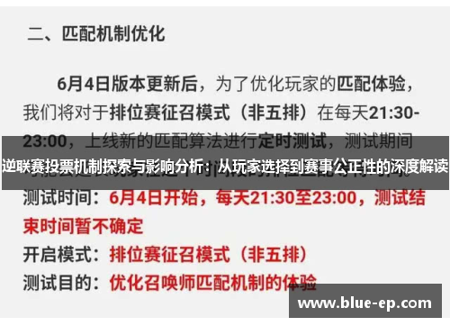 逆联赛投票机制探索与影响分析：从玩家选择到赛事公正性的深度解读